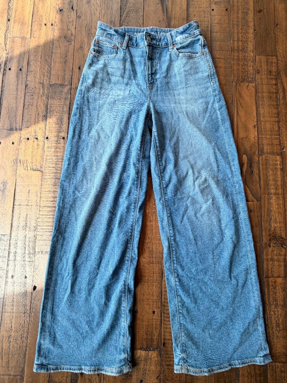 American Eagle High Rise Wide Leg Jeans Size 0 Regular Medium Wash